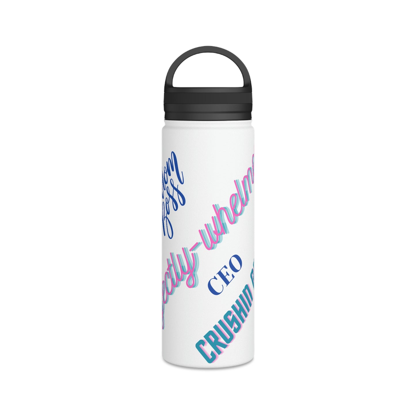 "Mom Boss" Stainless Steel Mom Boss Water Bottle, Handle Lid