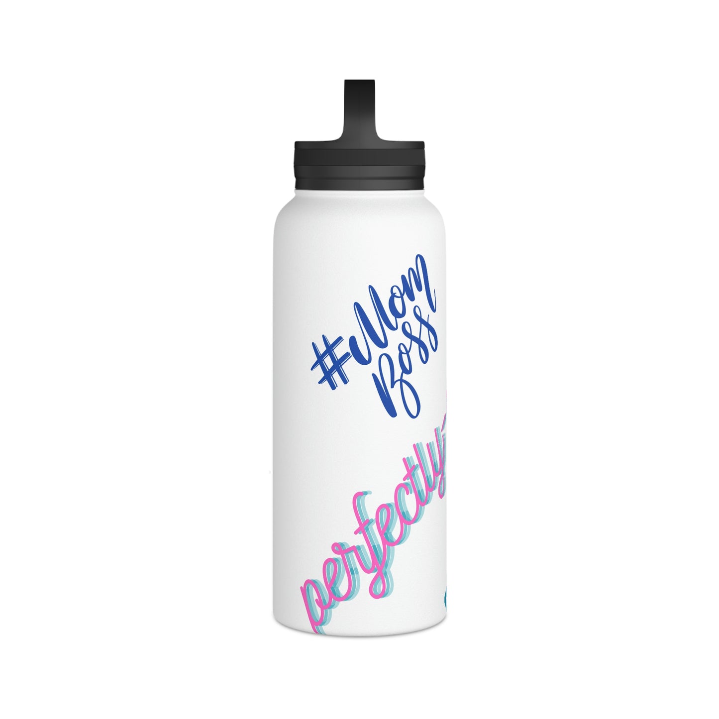 "Mom Boss" Stainless Steel Mom Boss Water Bottle, Handle Lid