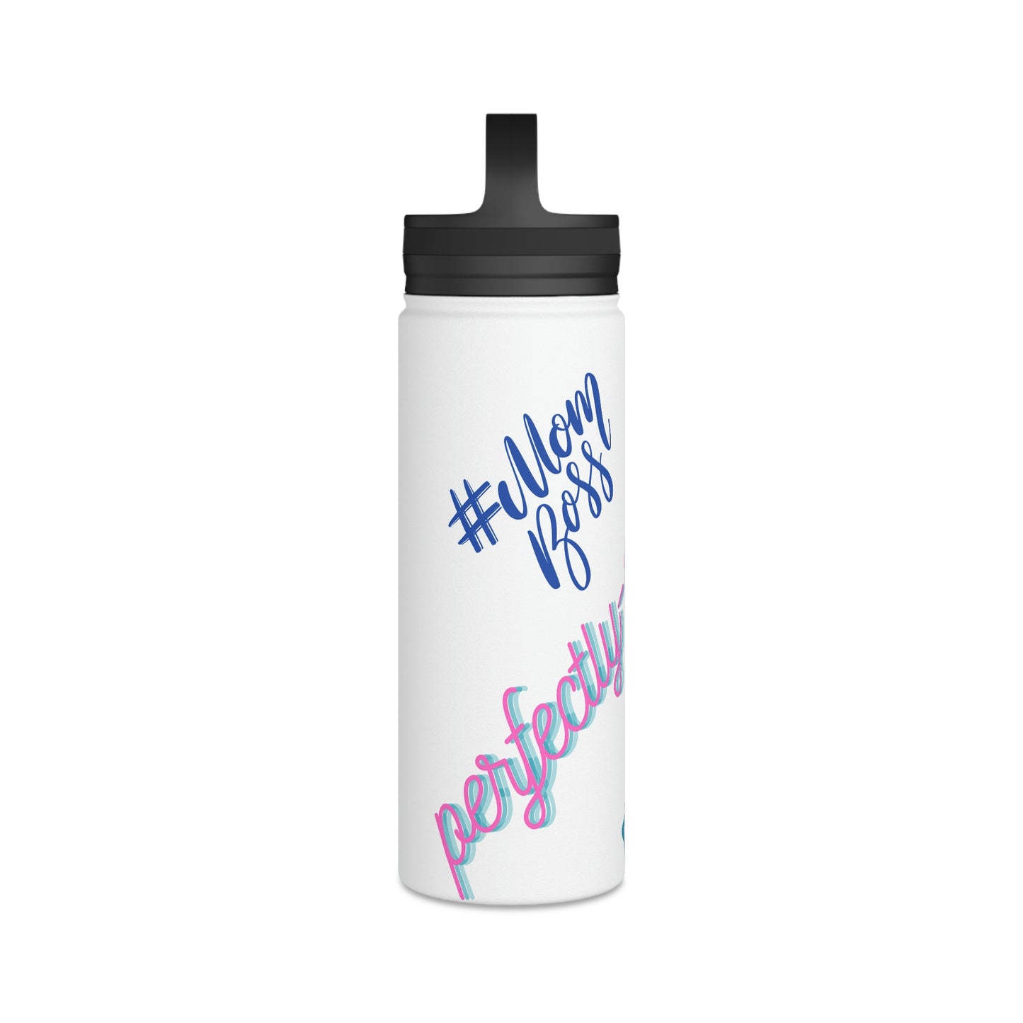 "Mom Boss" Stainless Steel Mom Boss Water Bottle, Handle Lid